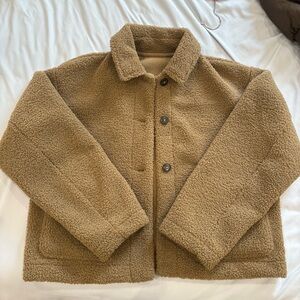 Uniqlo Womens Khaki/Green Teddy Fleece Jacket